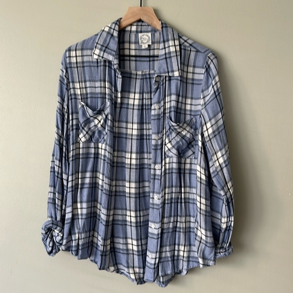 Blue Rain Tops - Light Blue Lightweight Flannel - Size L